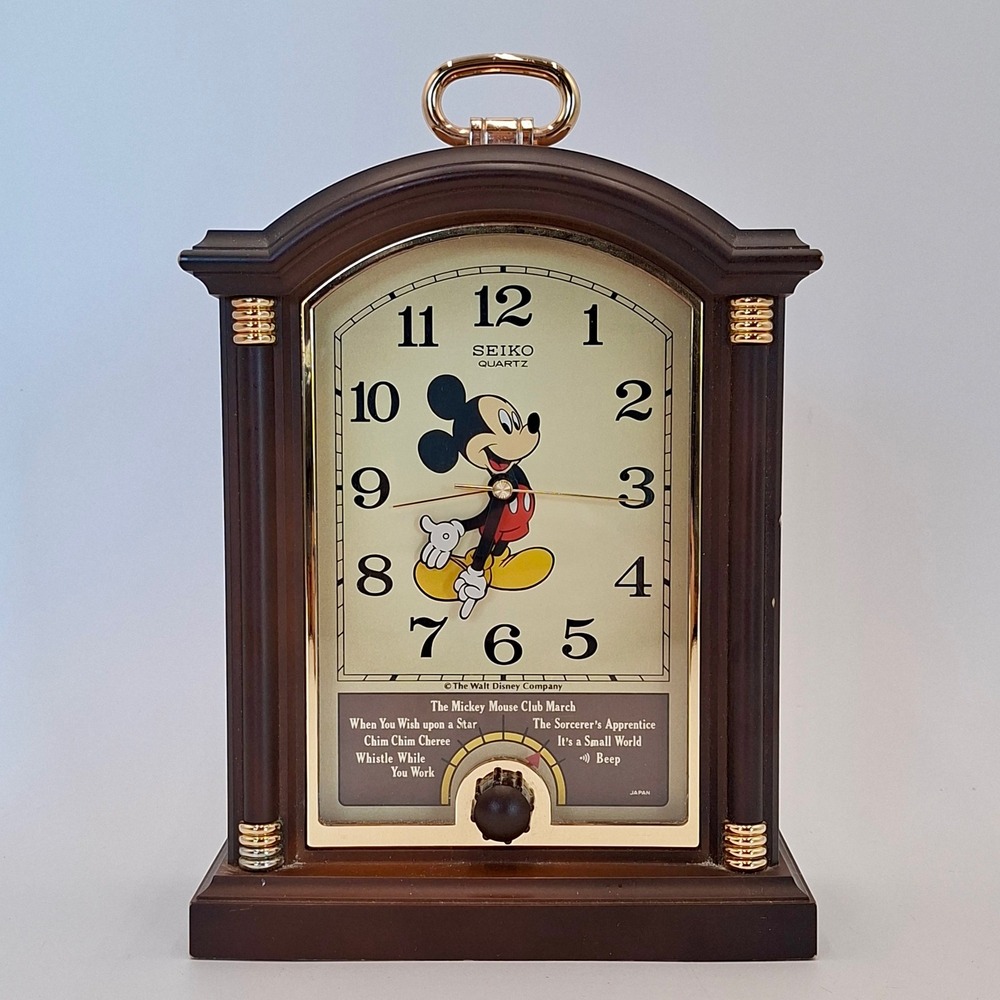 Vintage Seiko Disney Mickey Mouse Musical Alarm Mantel Clock Japan READ